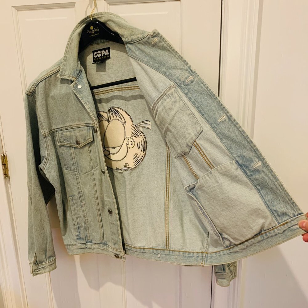 80s 90s Vintage Copa Banana GARFIELD Denim Jean Jacket Mens Large - Picture 15 of 16